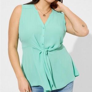 Torrid Peplum Georgette button front tie front sleeveless blouse (NEW WITH TAGS)